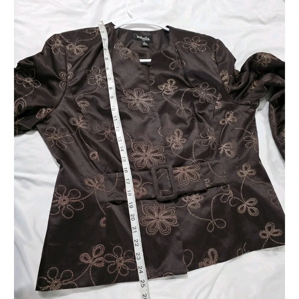 Womes Brown‎ Floral Embroidered Jacket Size 16 Glitter Glam Feminine Indie